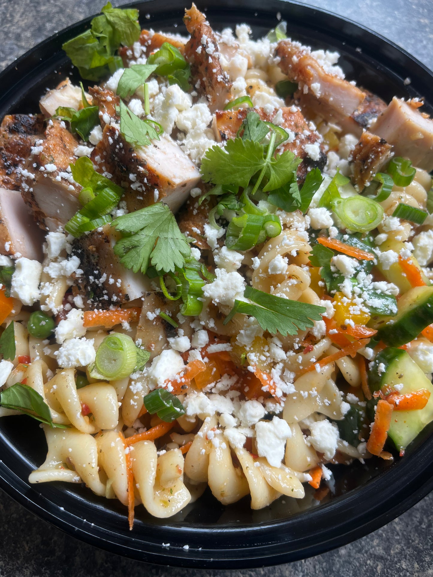 Grilled chicken pasta salad